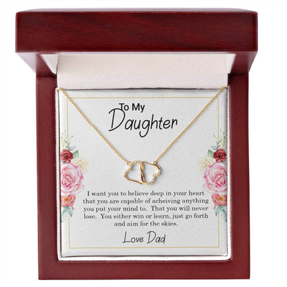 To My Daughter, You can Achieve Anything, 10K Gold and Diamond Interlocking Hearts Necklace