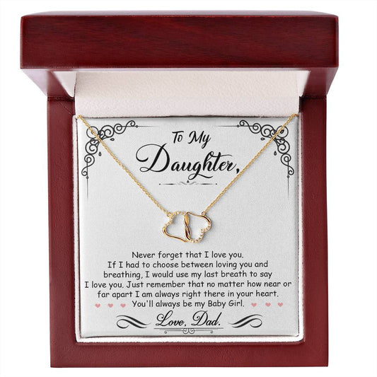 My Daughter, My Baby Girl Gold / Diamond Studded Intertwined Hearts Necklace