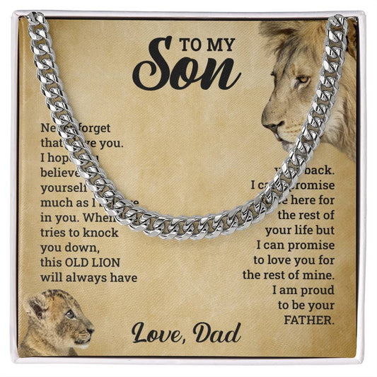 To My Son, This Old Lion Cuban Link Chain