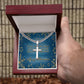 Merry Christmas Personalized Cross with Cuban Chain Necklace