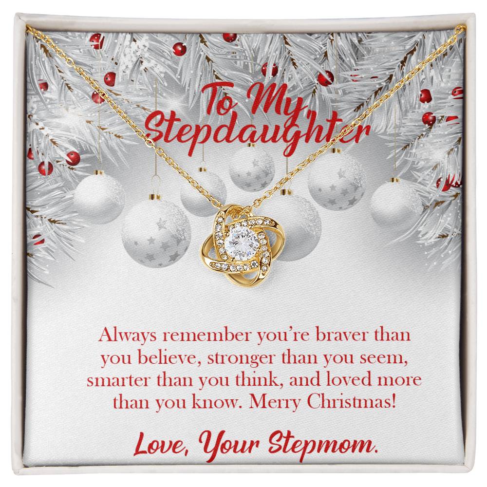 To my Stepdaughter, Merry Christmas! Love, your Stepmom Love Knot Necklace
