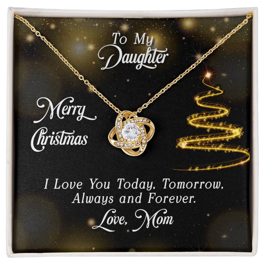 Merry Christmas to My Daughter Love, Mom Love Knot Necklace