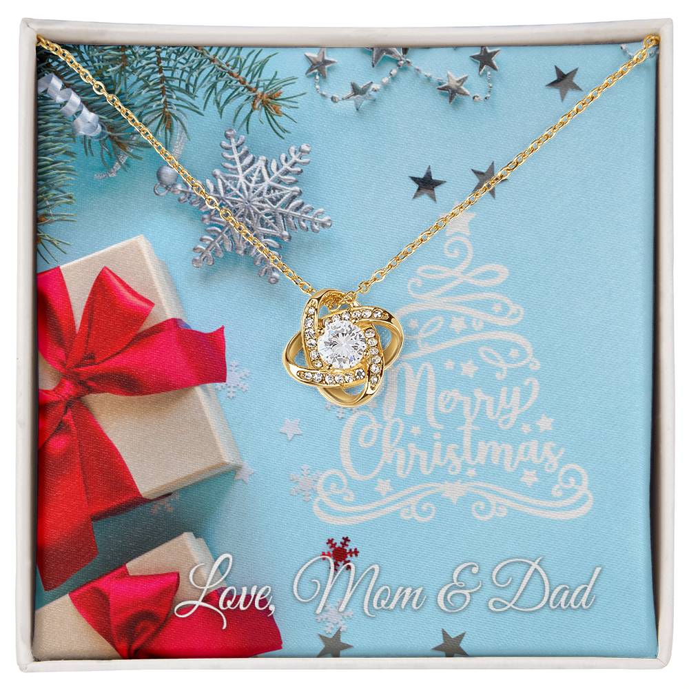 Merry Christmas, Love Mom & Dad, Card Love Knot Necklace