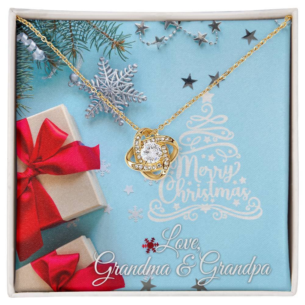 Merry Christmas, Love Grandma & Grandpa, Card Love Knot Necklace