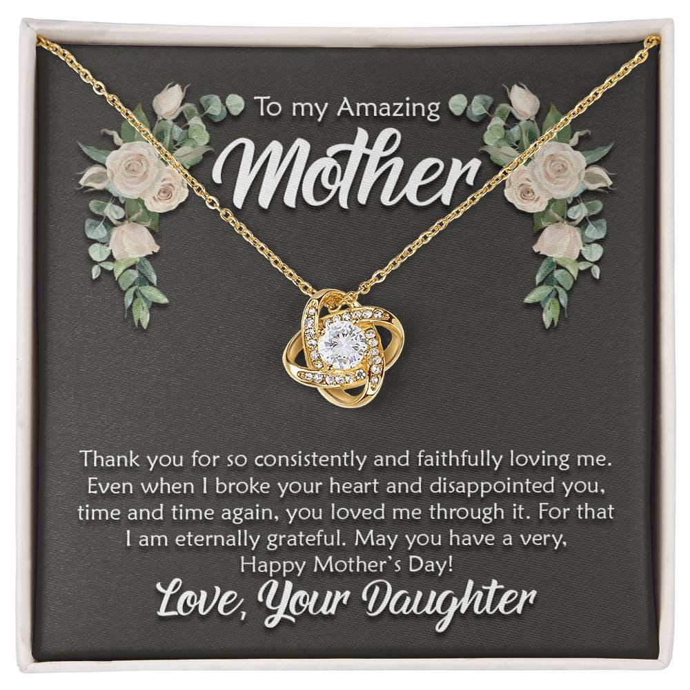 Amazing Mother, From Daughter Love Knot Necklace