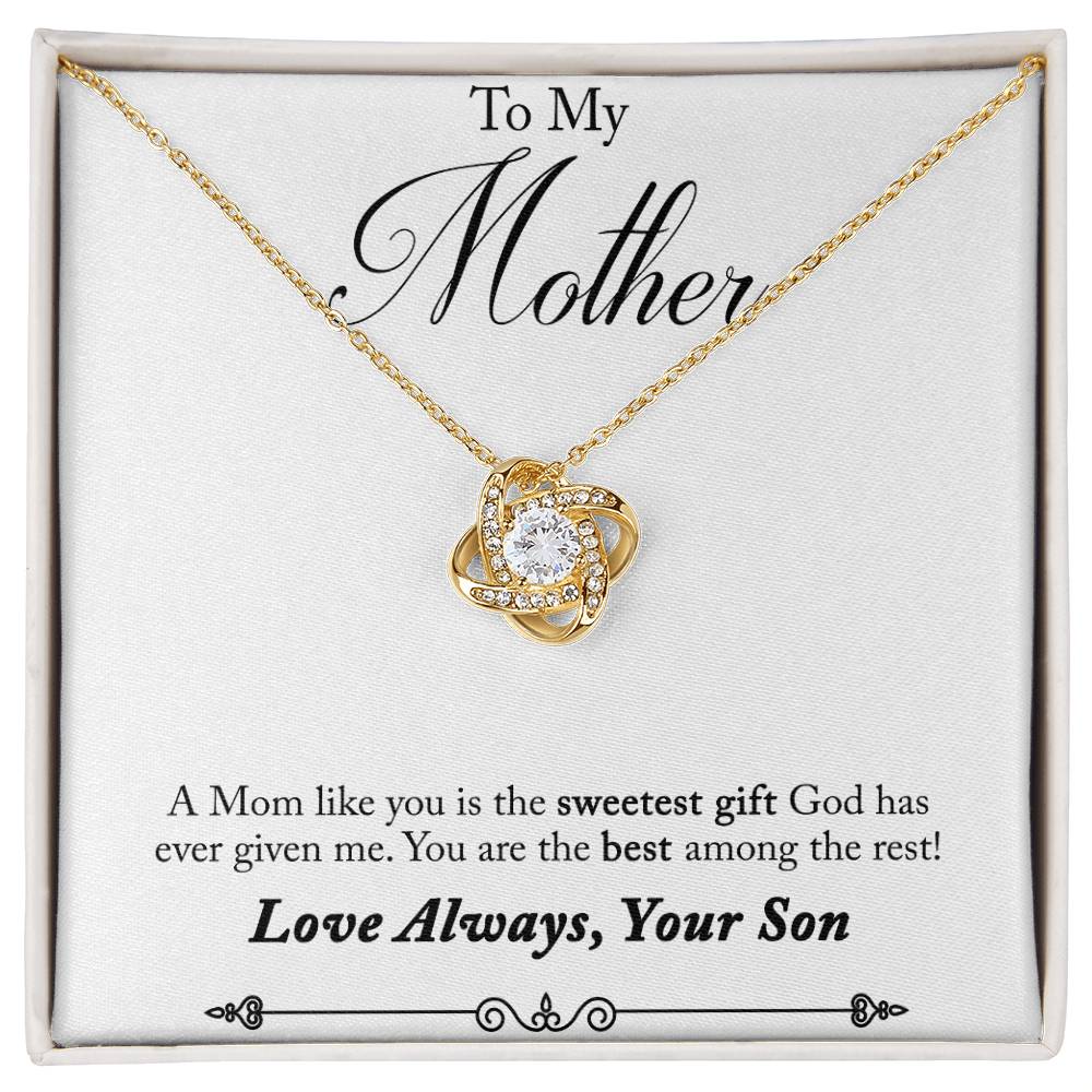 Son to Mother, Sweetest Gift Love Knot Necklace
