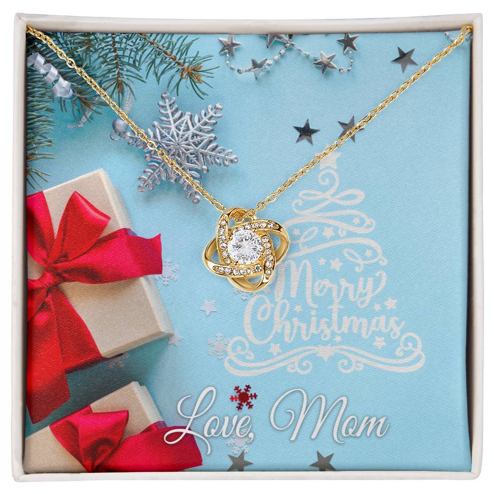 Merry Christmas, Love Mom, Card Love Knot Necklace