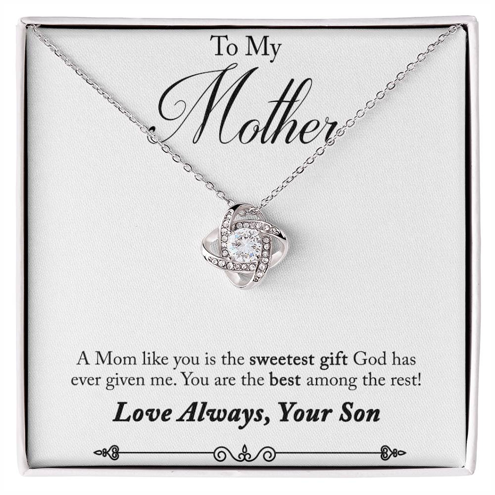 Son to Mother, Sweetest Gift Love Knot Necklace