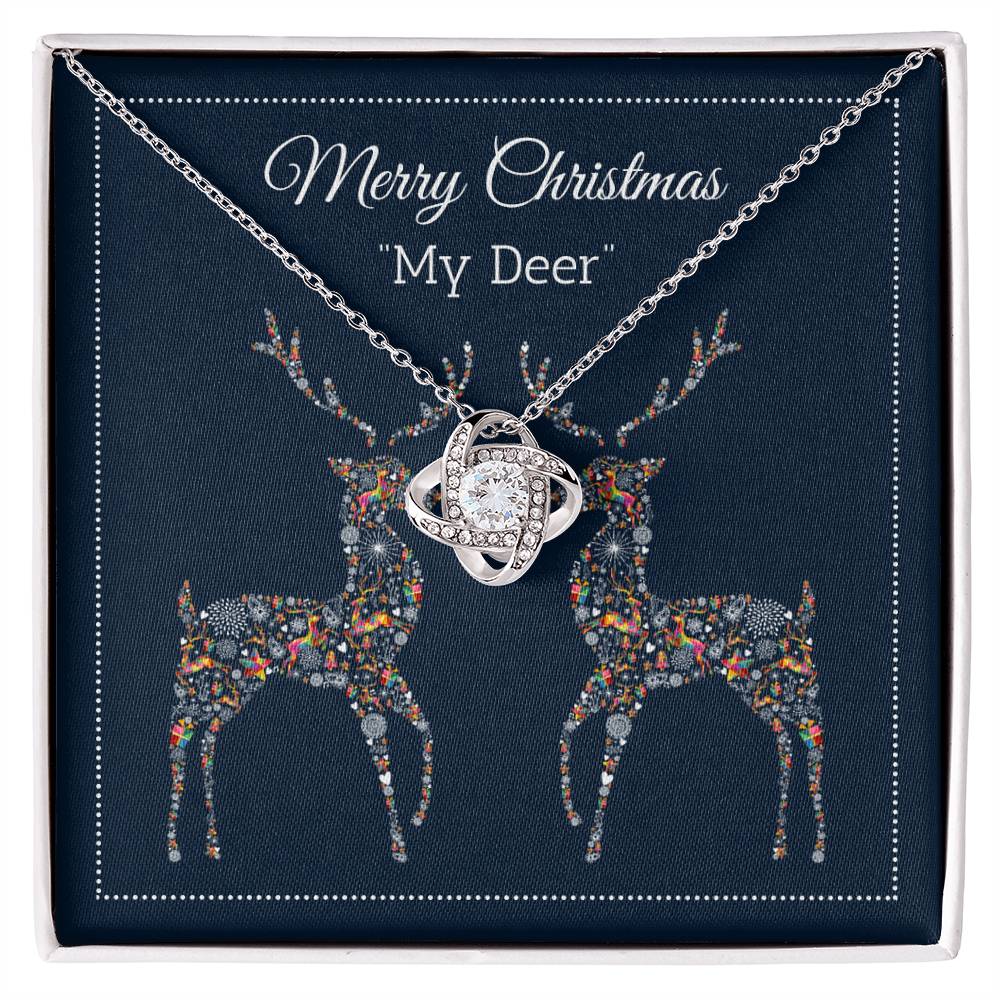 Merry Christmas My Deer, Perfect for Daughter, Mother, Son, Father, Husband, Wife, or Grandmother Love Knot Necklace