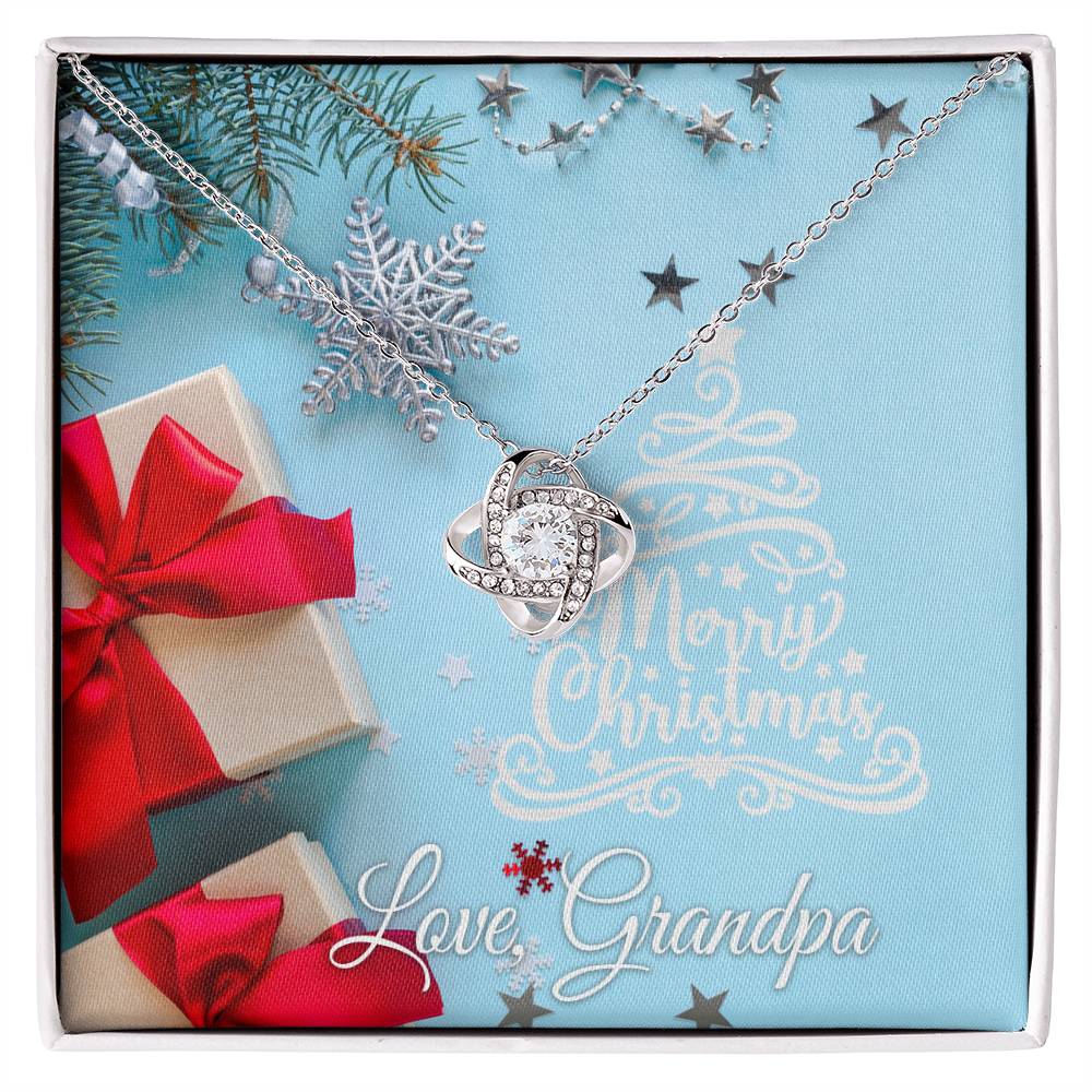 Merry Christmas, Love Grandpa, Card Love Knot Necklace
