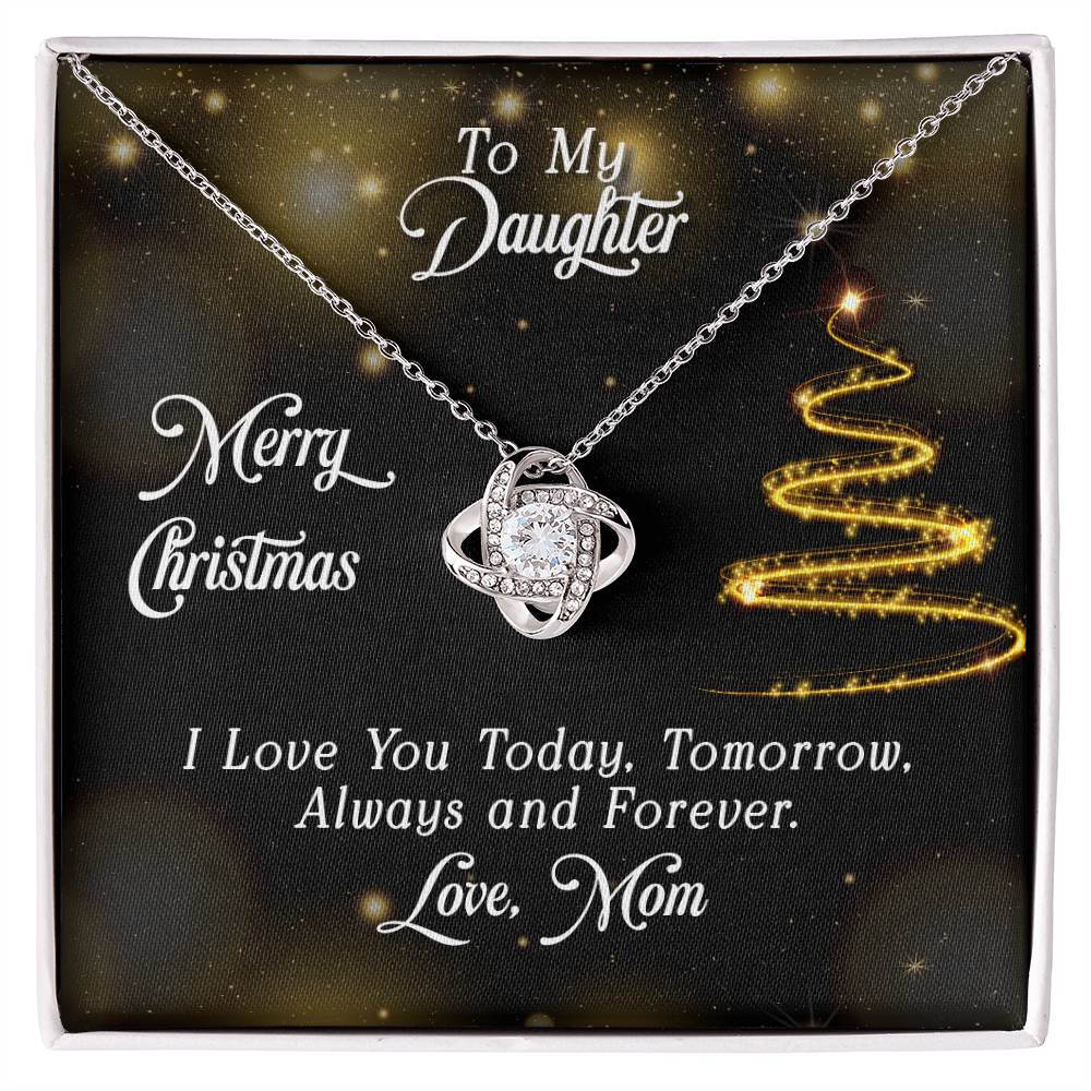 Merry Christmas to My Daughter Love, Mom Love Knot Necklace
