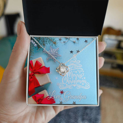 Merry Christmas, Love Grandpa, Card Love Knot Necklace