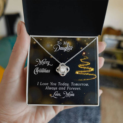 Merry Christmas to My Daughter Love, Mom Love Knot Necklace