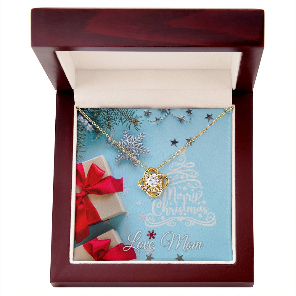Merry Christmas, Love Mom, Card Love Knot Necklace