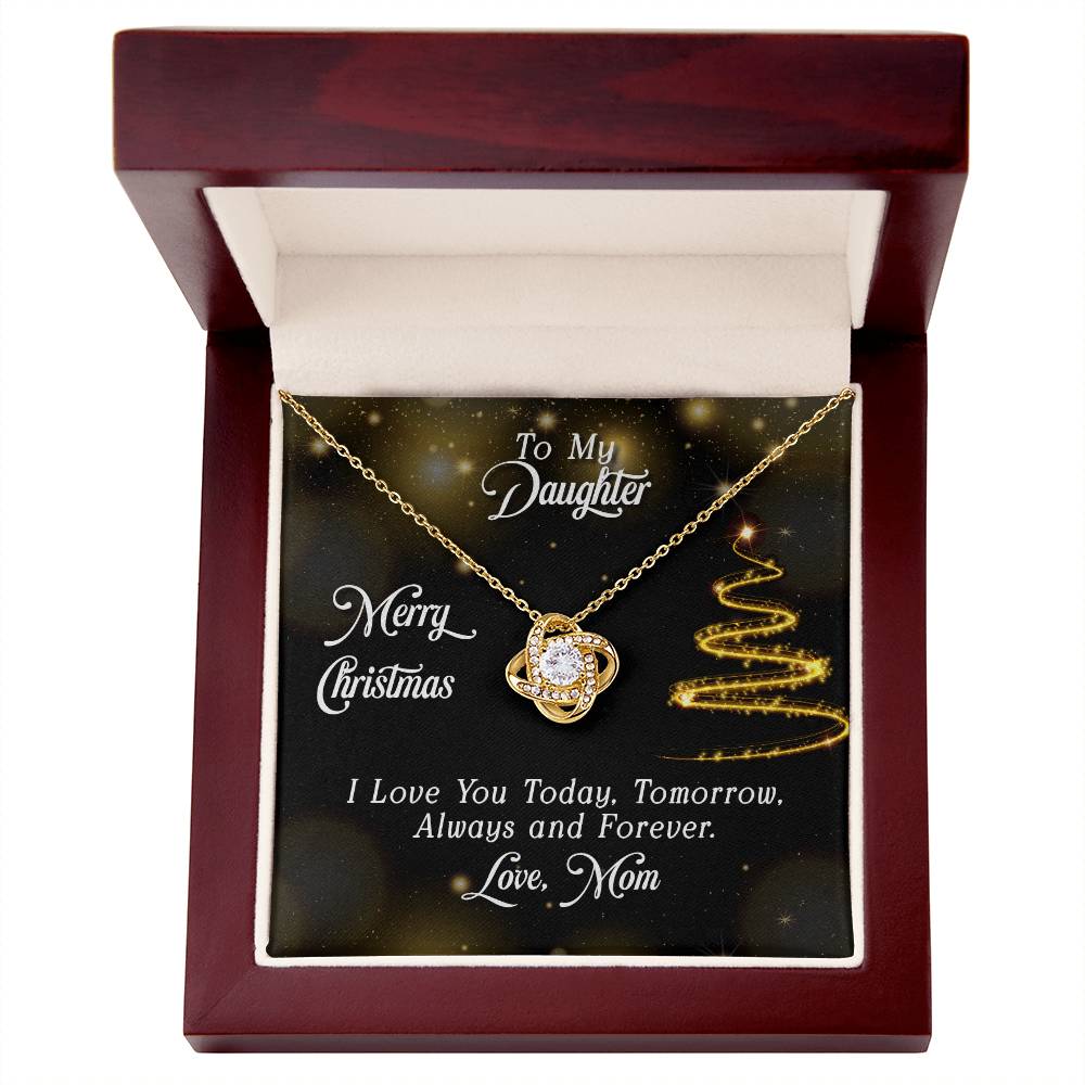 Merry Christmas to My Daughter Love, Mom Love Knot Necklace