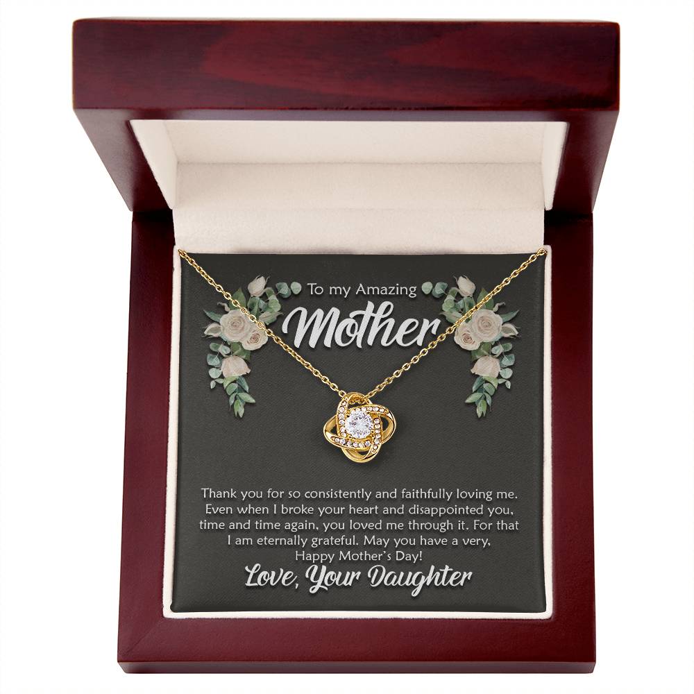 Amazing Mother, From Daughter Love Knot Necklace
