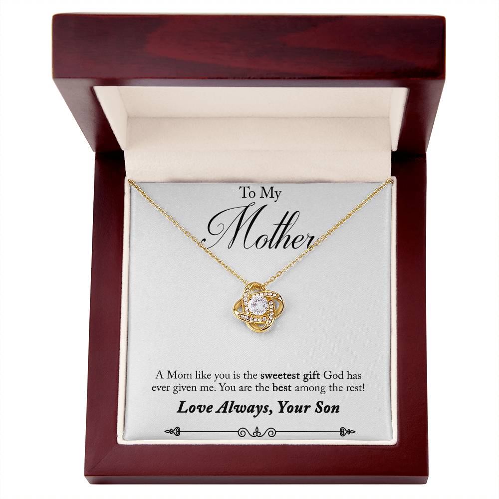 Son to Mother, Sweetest Gift Love Knot Necklace