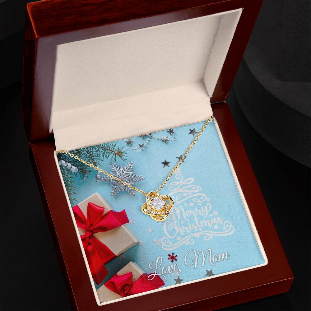 Merry Christmas, Love Mom, Card Love Knot Necklace