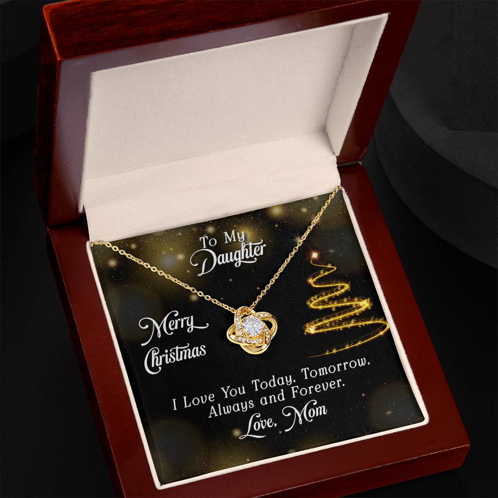 Merry Christmas to My Daughter Love, Mom Love Knot Necklace