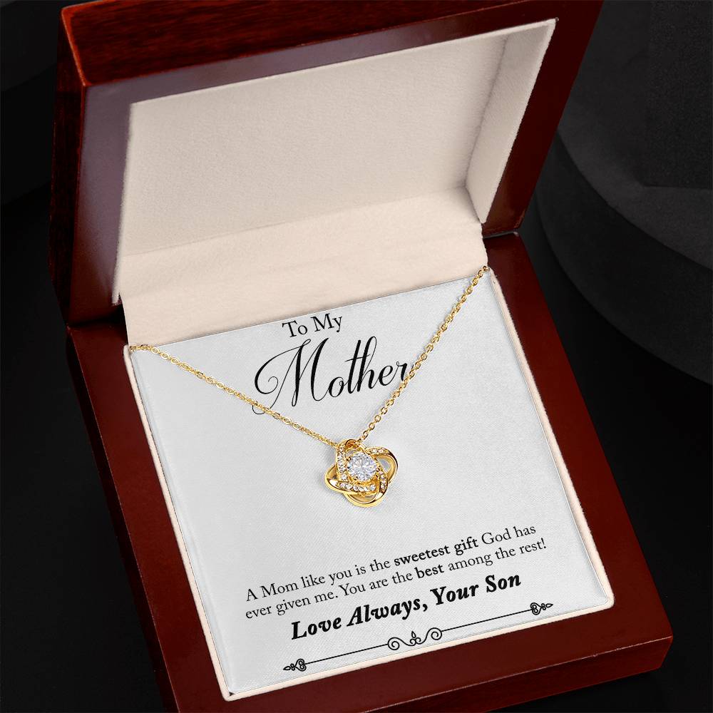 Son to Mother, Sweetest Gift Love Knot Necklace