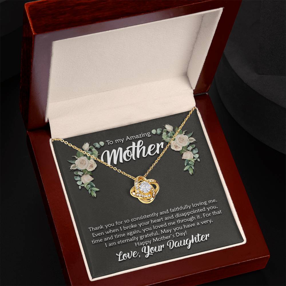 Amazing Mother, From Daughter Love Knot Necklace
