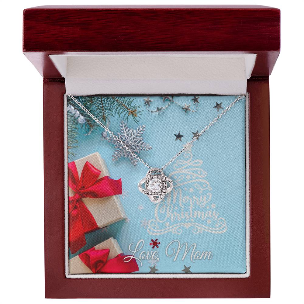 Merry Christmas, Love Mom, Card Love Knot Necklace