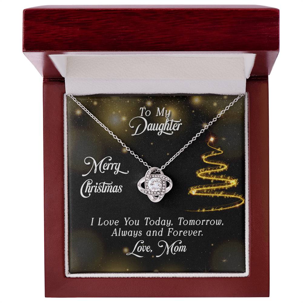 Merry Christmas to My Daughter Love, Mom Love Knot Necklace
