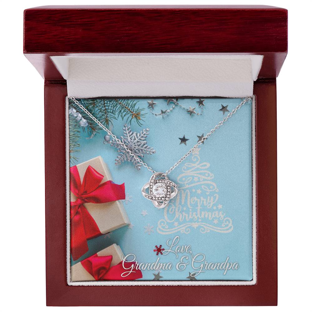 Merry Christmas, Love Grandma & Grandpa, Card Love Knot Necklace