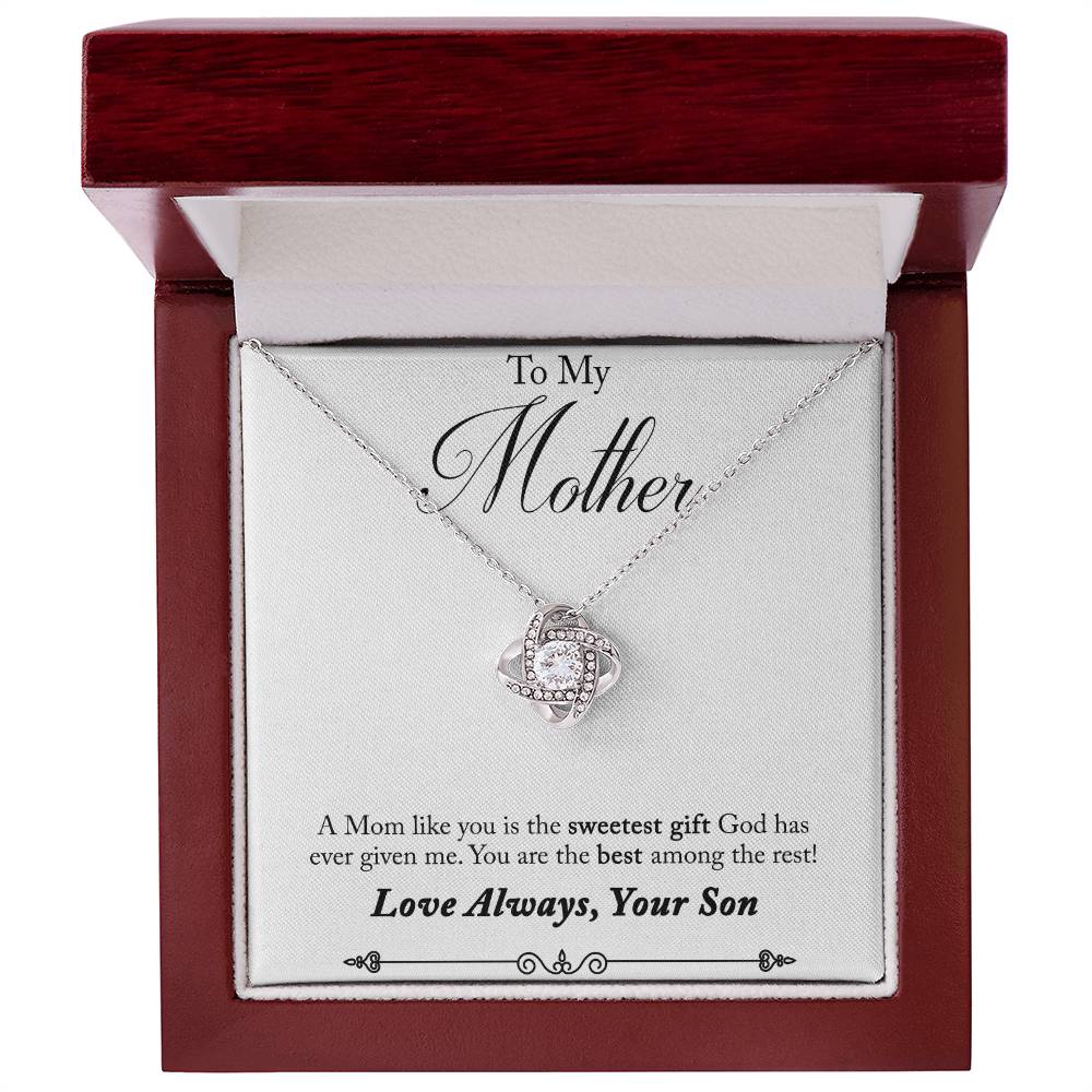 Son to Mother, Sweetest Gift Love Knot Necklace