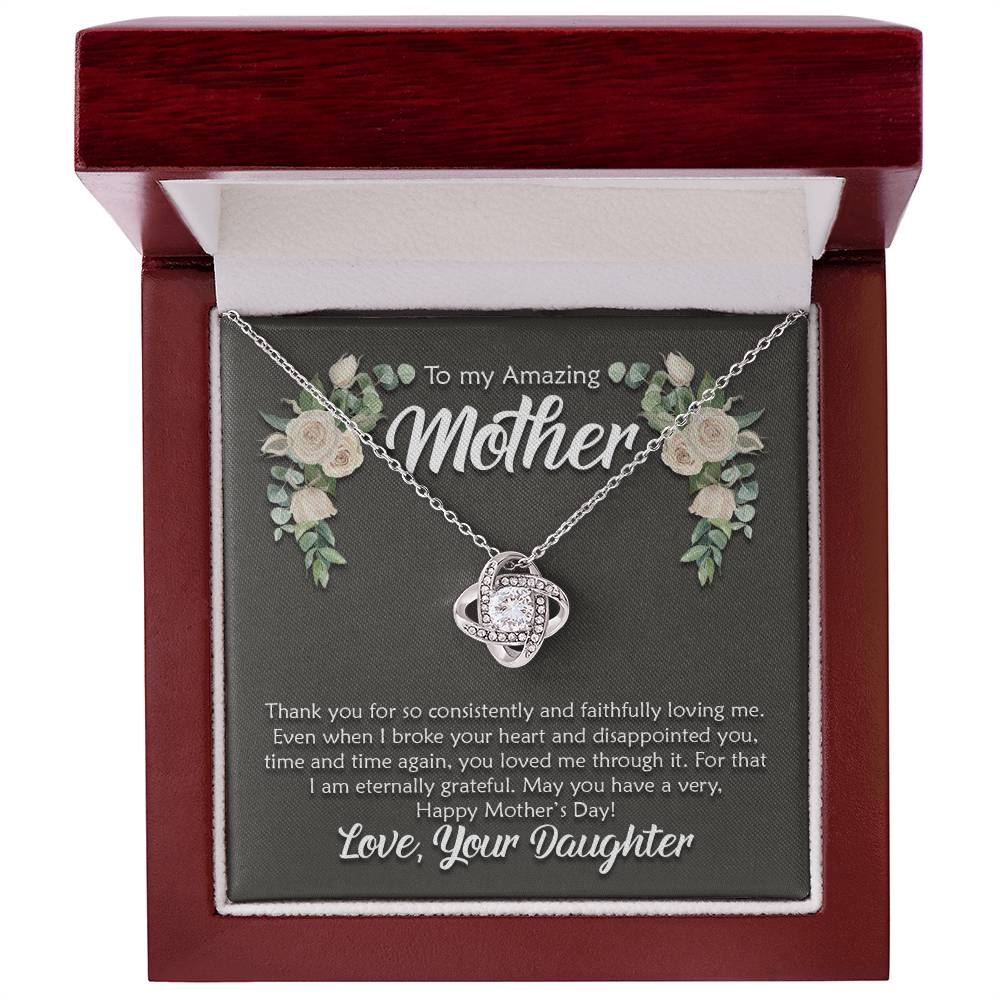 Amazing Mother, From Daughter Love Knot Necklace
