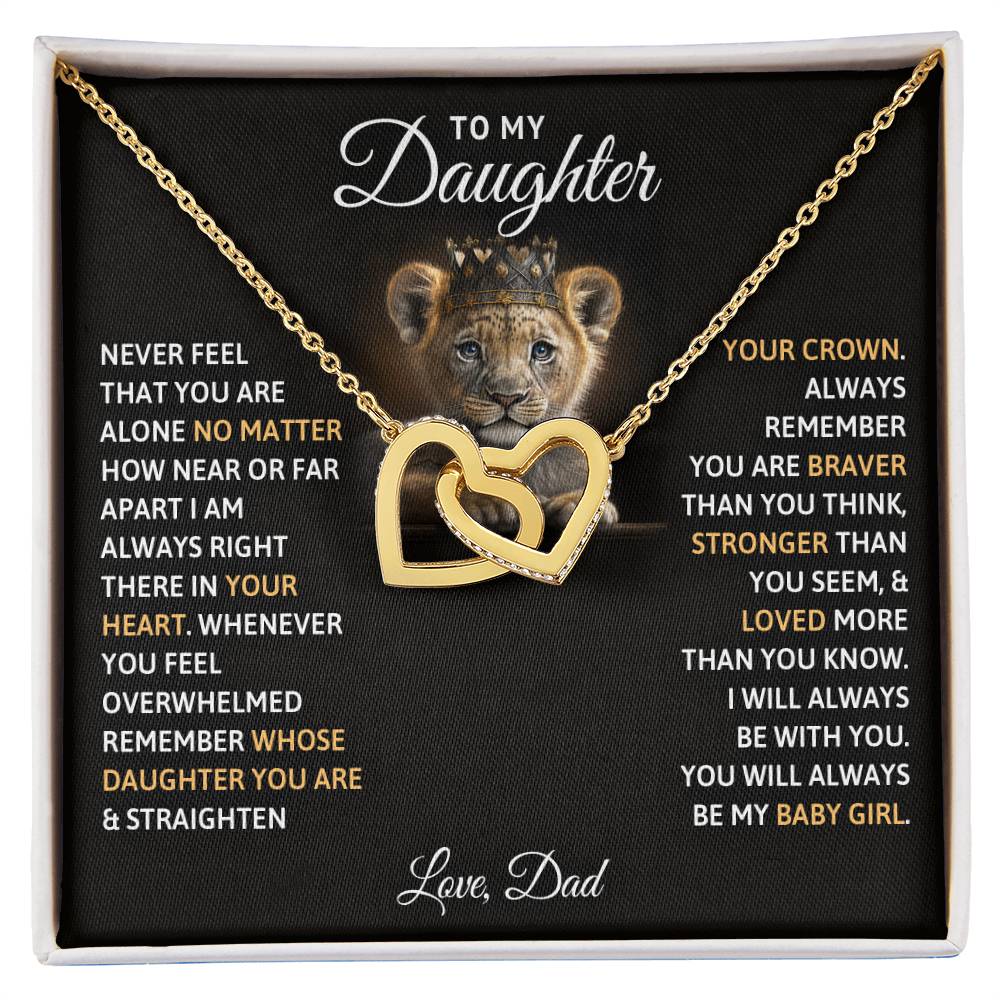 My Daughter Lion Cub Interlocking Hearts Necklace