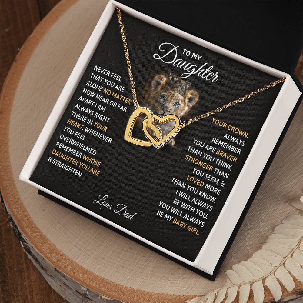 My Daughter Lion Cub Interlocking Hearts Necklace