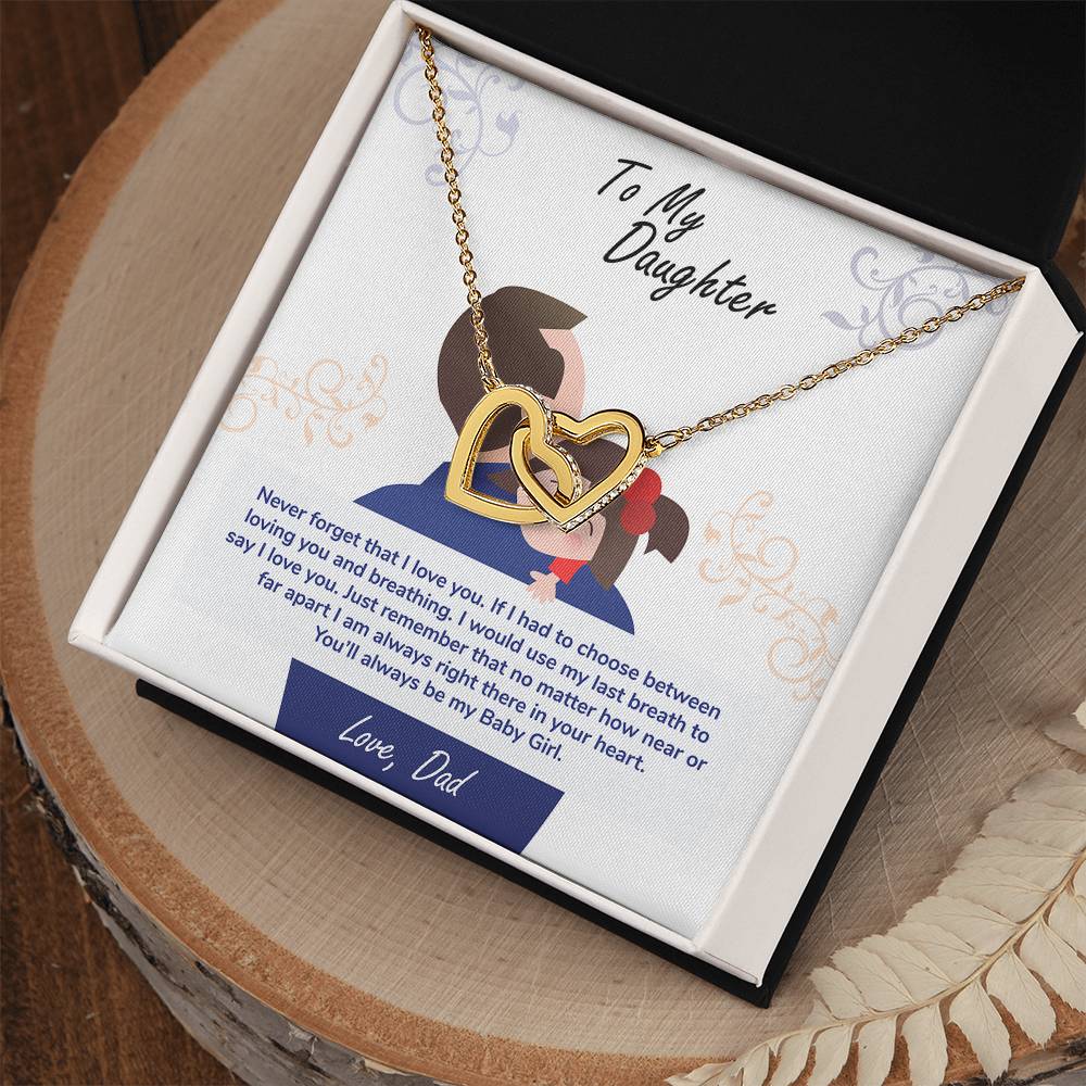 Daughter, My Baby Girl Never Forget Interlocking Hearts Necklace