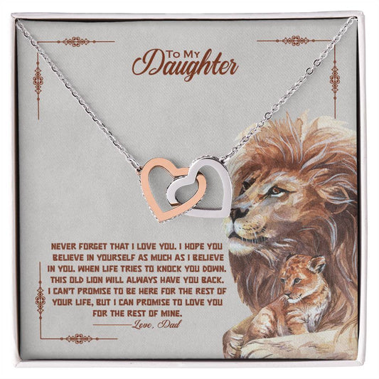 To My Daughter, Always Have Your Back Interlocking Hearts Necklace