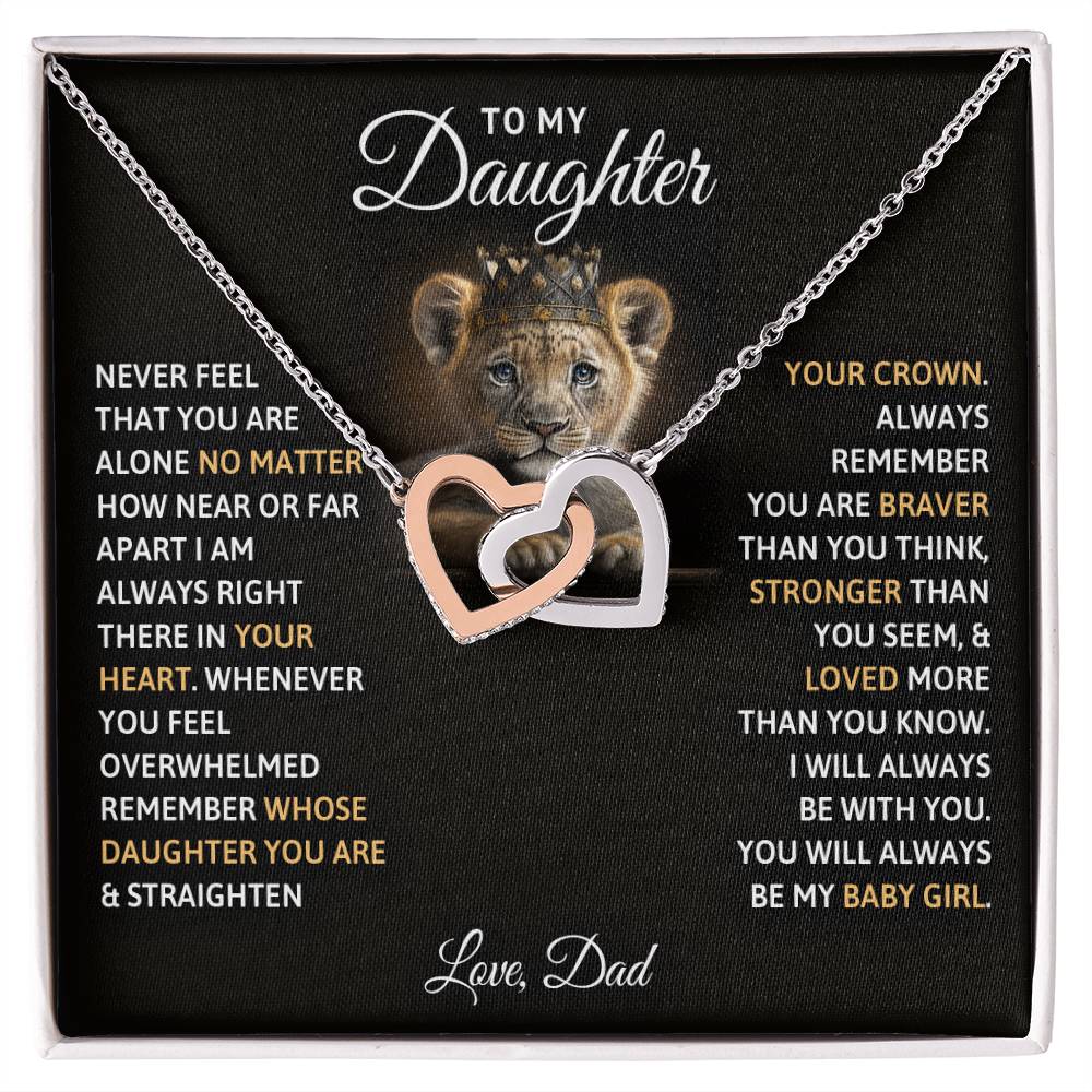 My Daughter Lion Cub Interlocking Hearts Necklace