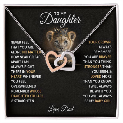 My Daughter Lion Cub Interlocking Hearts Necklace