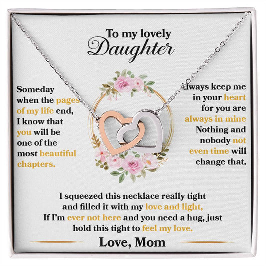 Daughter When the Pages of My Life End Interlocking Hearts Necklace