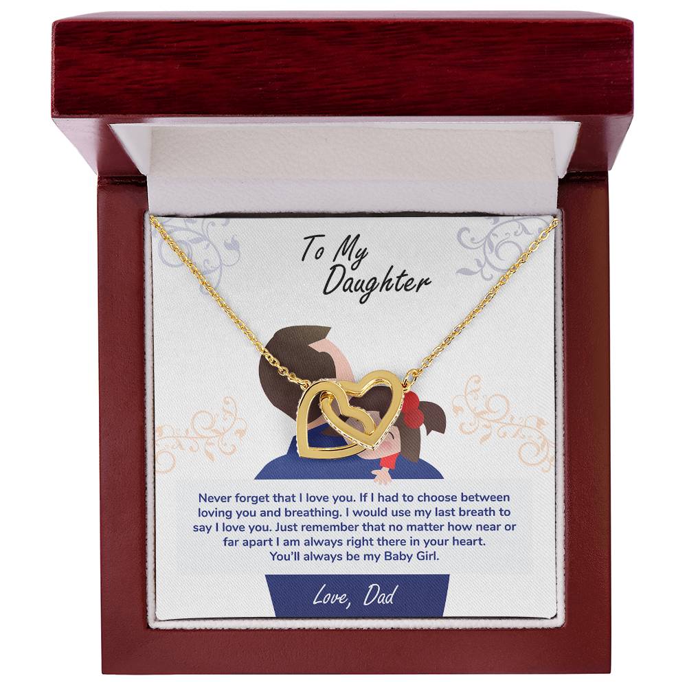 Daughter, My Baby Girl Never Forget Interlocking Hearts Necklace