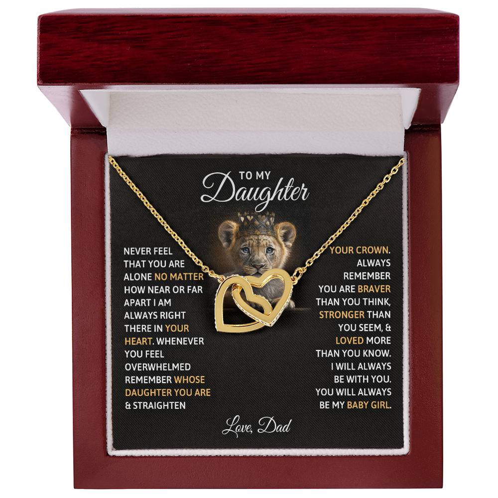 My Daughter Lion Cub Interlocking Hearts Necklace