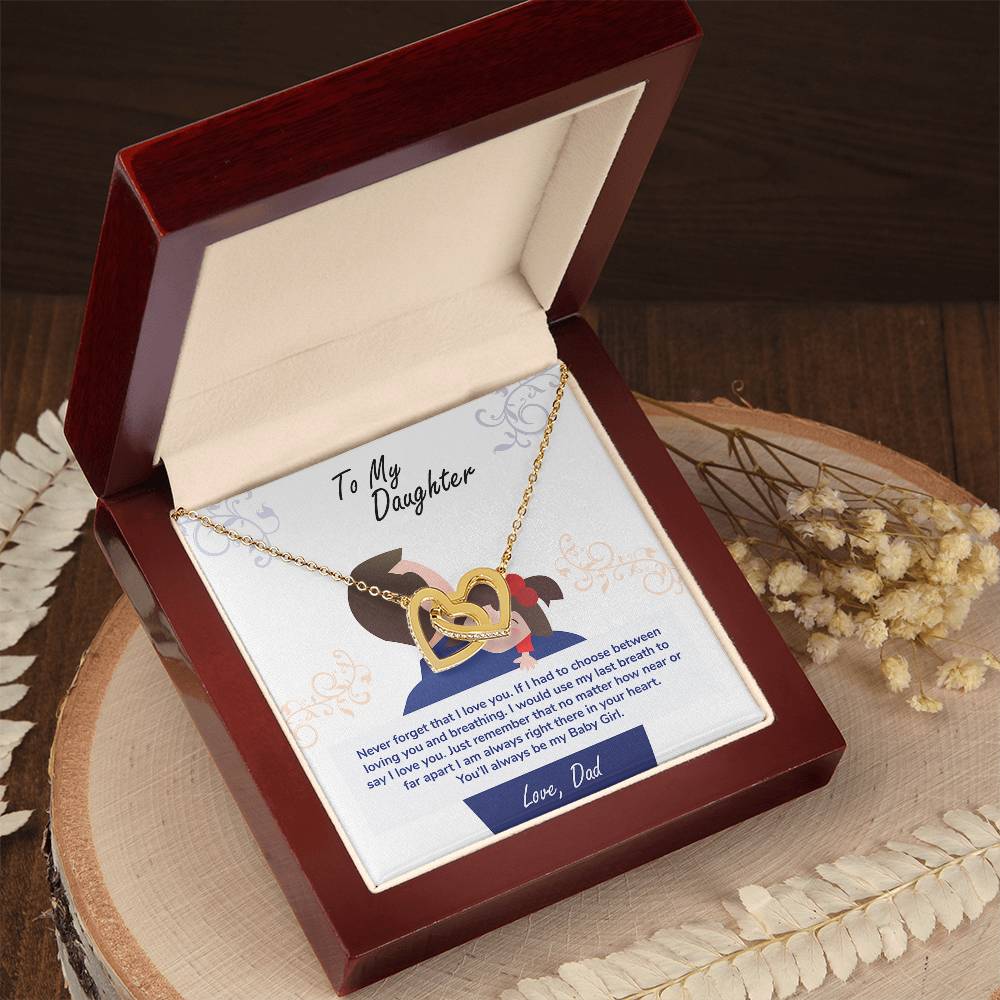 Daughter, My Baby Girl Never Forget Interlocking Hearts Necklace