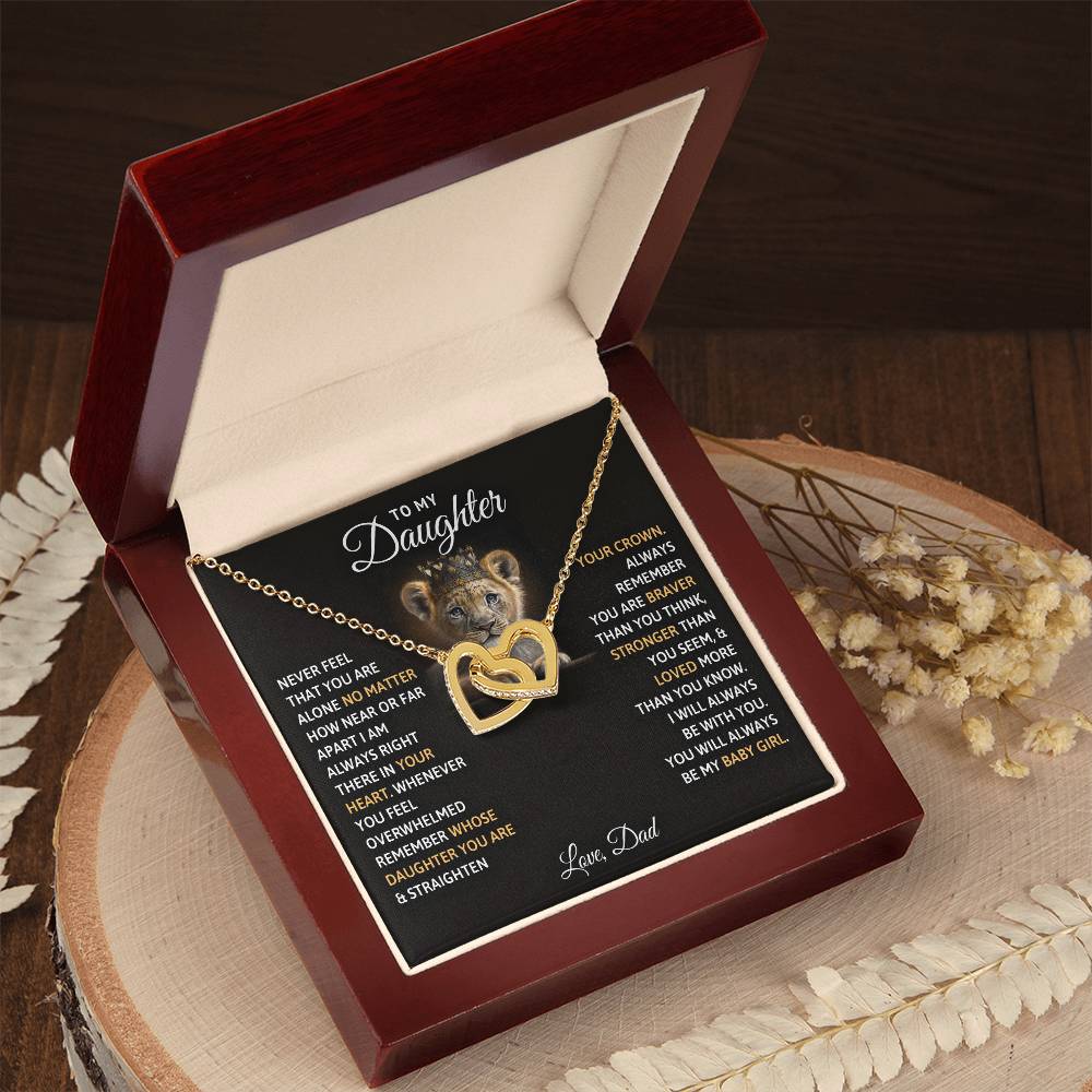 My Daughter Lion Cub Interlocking Hearts Necklace