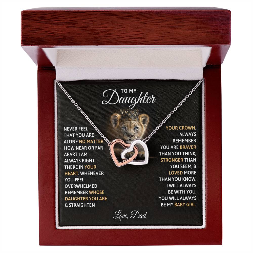 My Daughter Lion Cub Interlocking Hearts Necklace