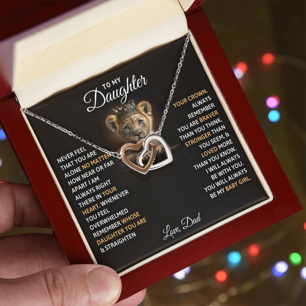 My Daughter Lion Cub Interlocking Hearts Necklace