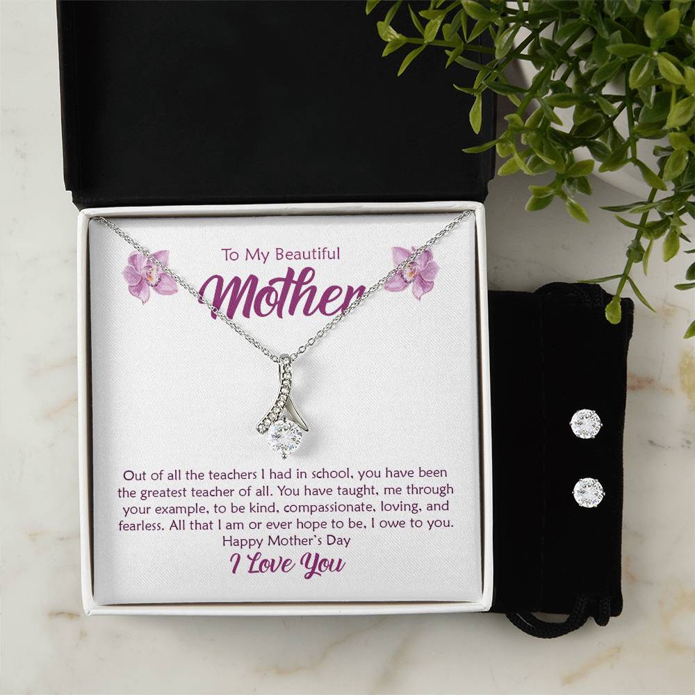 Beautiful Mother, Greatest Teacher Orchid - Alluring Beauty Necklace and Earring Set