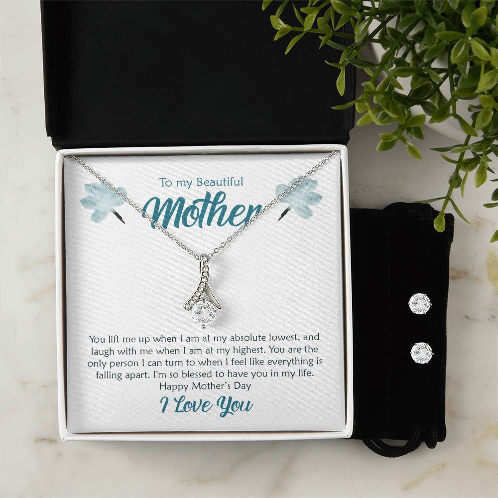Beautiful Mother, You Lift Me Up - Alluring Beauty Necklace and Earring Set