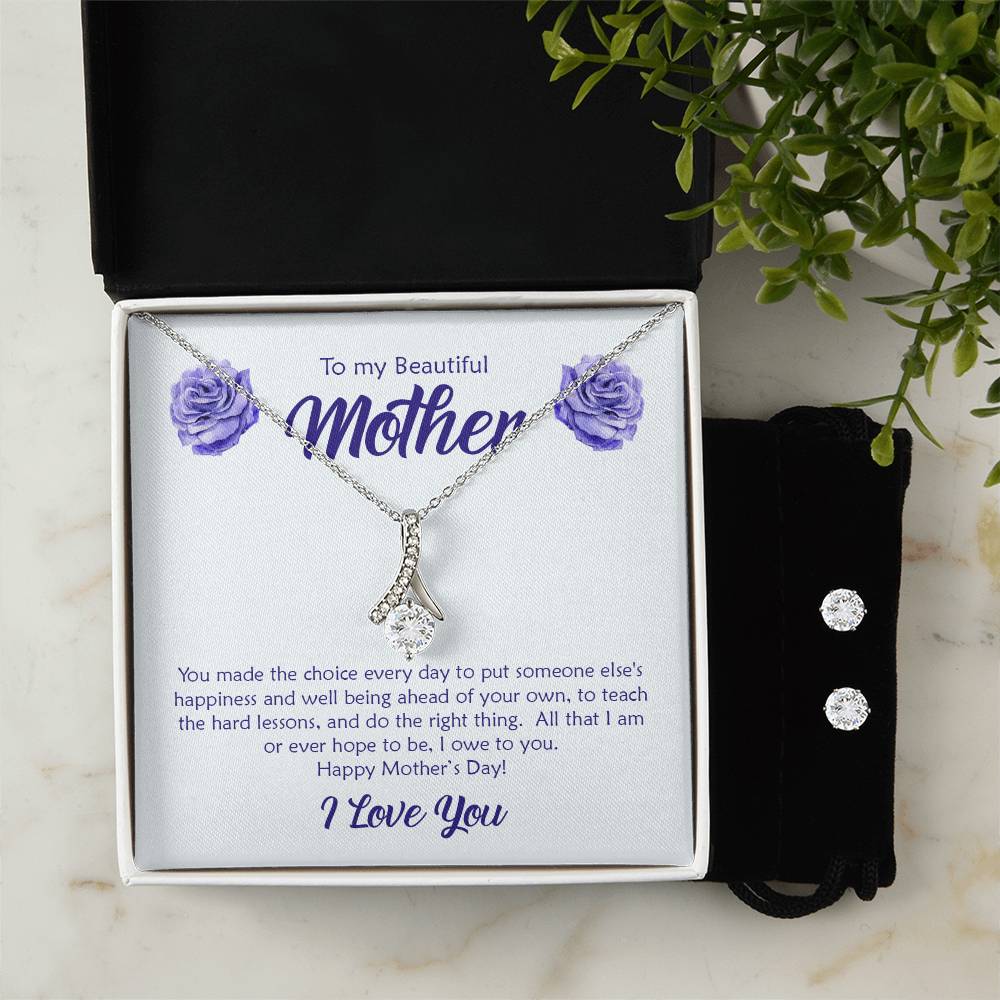 Beautiful Mother, all that I am - Alluring Beauty Necklace and Earring Set