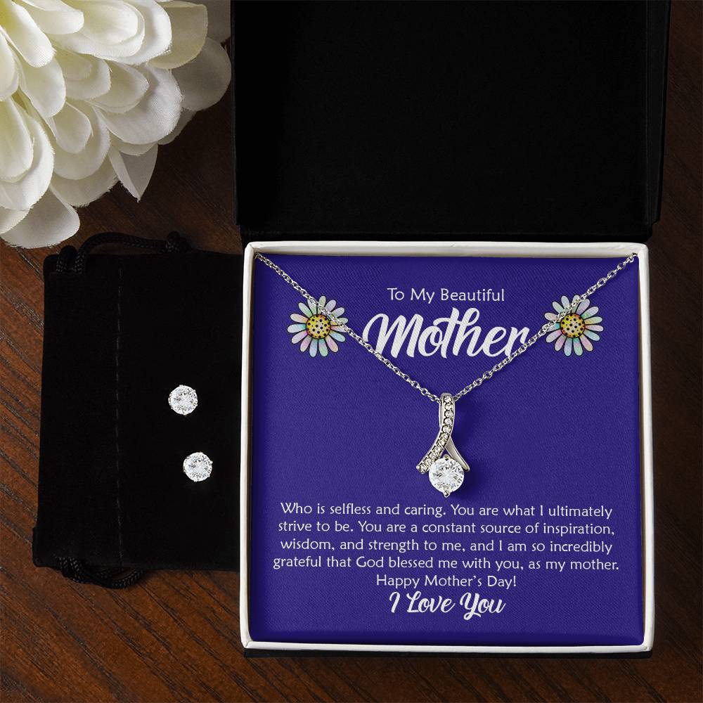 Beautiful Mother, Selfless and Caring - Alluring Beauty Necklace and Earring Set