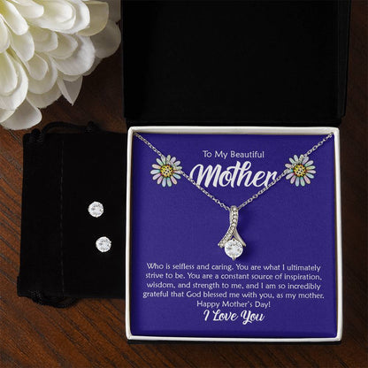 Beautiful Mother, Selfless and Caring - Alluring Beauty Necklace and Earring Set