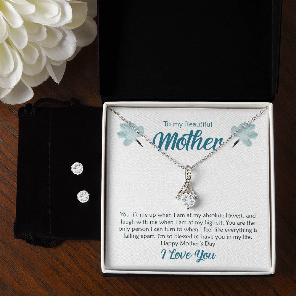Beautiful Mother, You Lift Me Up - Alluring Beauty Necklace and Earring Set
