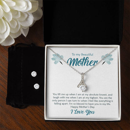 Beautiful Mother, You Lift Me Up - Alluring Beauty Necklace and Earring Set